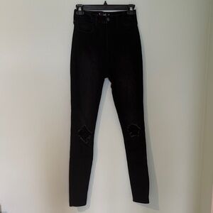 Black High-Waisted Tall Skinny Distressed Ripped Jeans